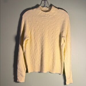 Ann Taylor Soft Yellow Textured Knit Sweater M